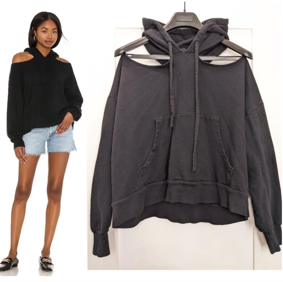 LNA Tops - LNA | Jag cut-out hoodie in black